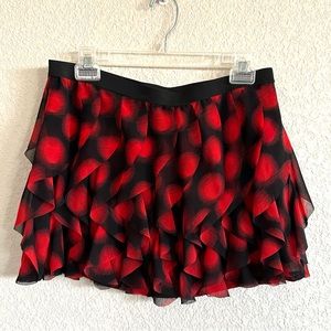 Vera Wang Princess Red Ruffle Elastic Mini Skirt